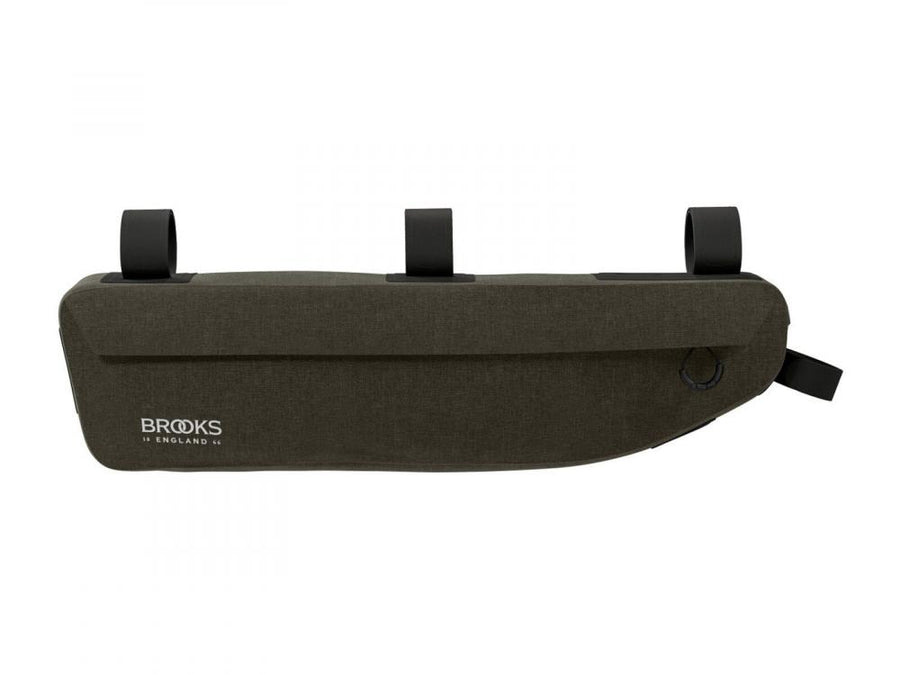 BROOKS Scape Frame Bag Mud Green - wasserdichte Rahmentasche 3 Liter mit Reißverschluss & Klettbefestigung - ideal für Gravel, Touring & Bikepacking