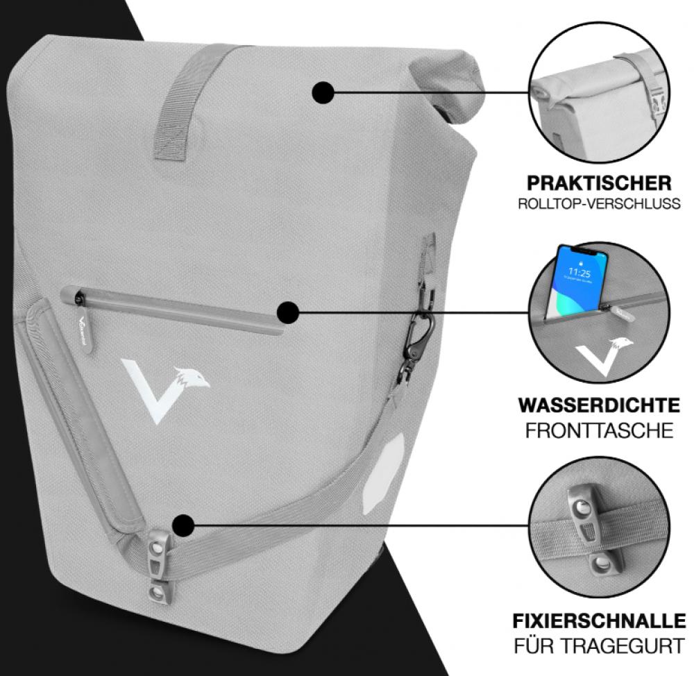 Valkental Gepäckträgertasche ValkOcean Space Grey