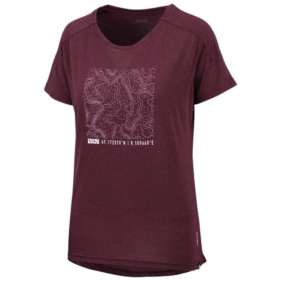 IXS Sports Division iXS Flow Girls Contour Tech Tee KL Raisin - funktionelles Bike-Shirt für Mädchen