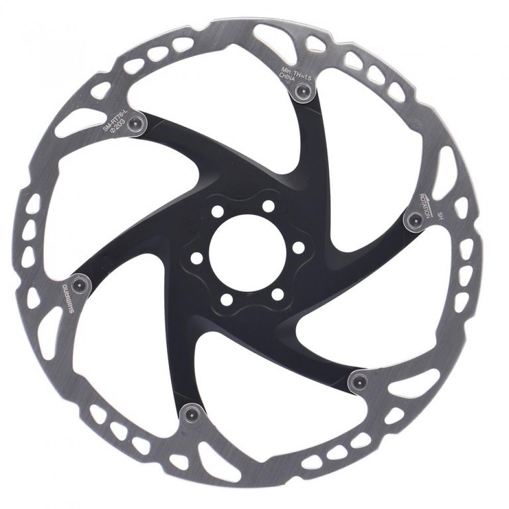 SHIMANO BREMSSCHEIBE RT76 203MM 6L Bremsscheibe - 6-Loch Rotor für Scheibenbremsen