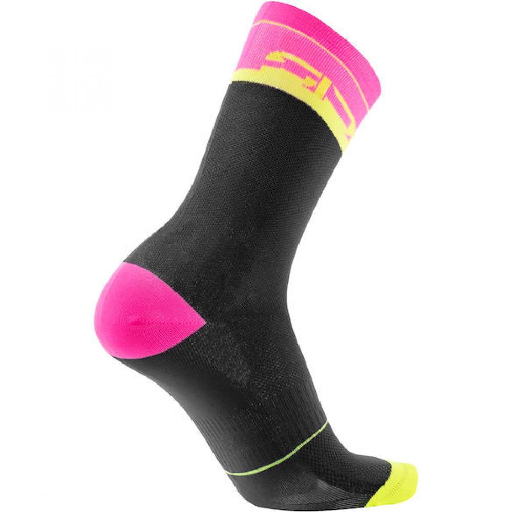 Sidi Socken VIATOR black/fluo 40-43 Schwarz/Pink - atmungsaktive Radsocken