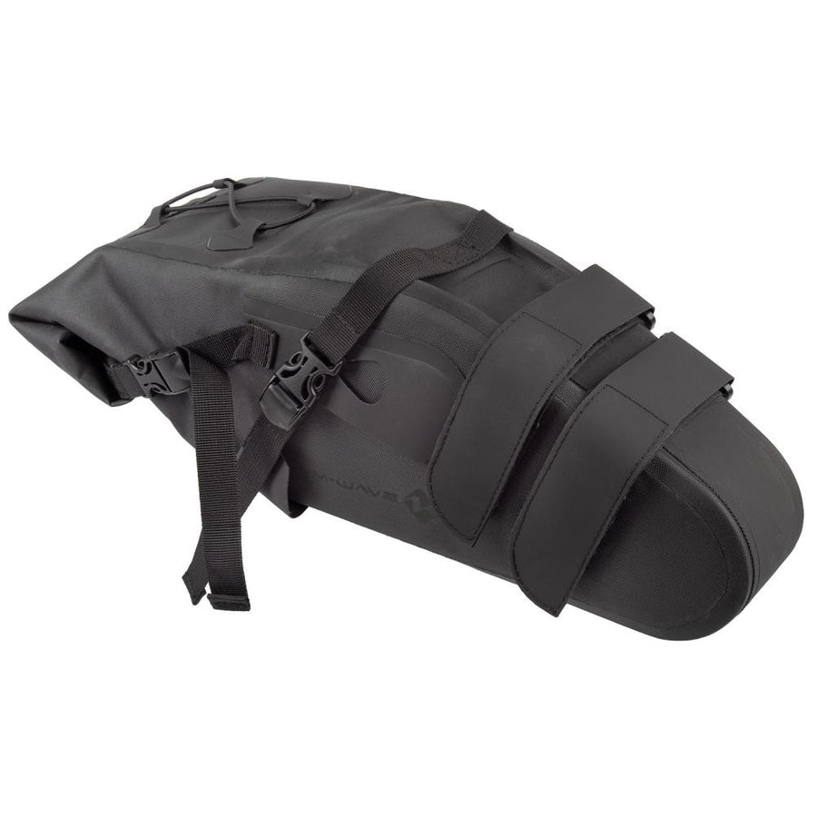 M-WAVE Rough Ride II Saddle L Satteltasche 12 Liter - 100 % wasserdicht, Ripstop, Reflex, Rollverschluss, Helmnetz, Rücklicht-Halterung