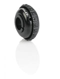Schwarze XLC Fahrraddrehklingel DD-M17 mit XLC Logo, Ø53mm, vor weißem Hintergrund.