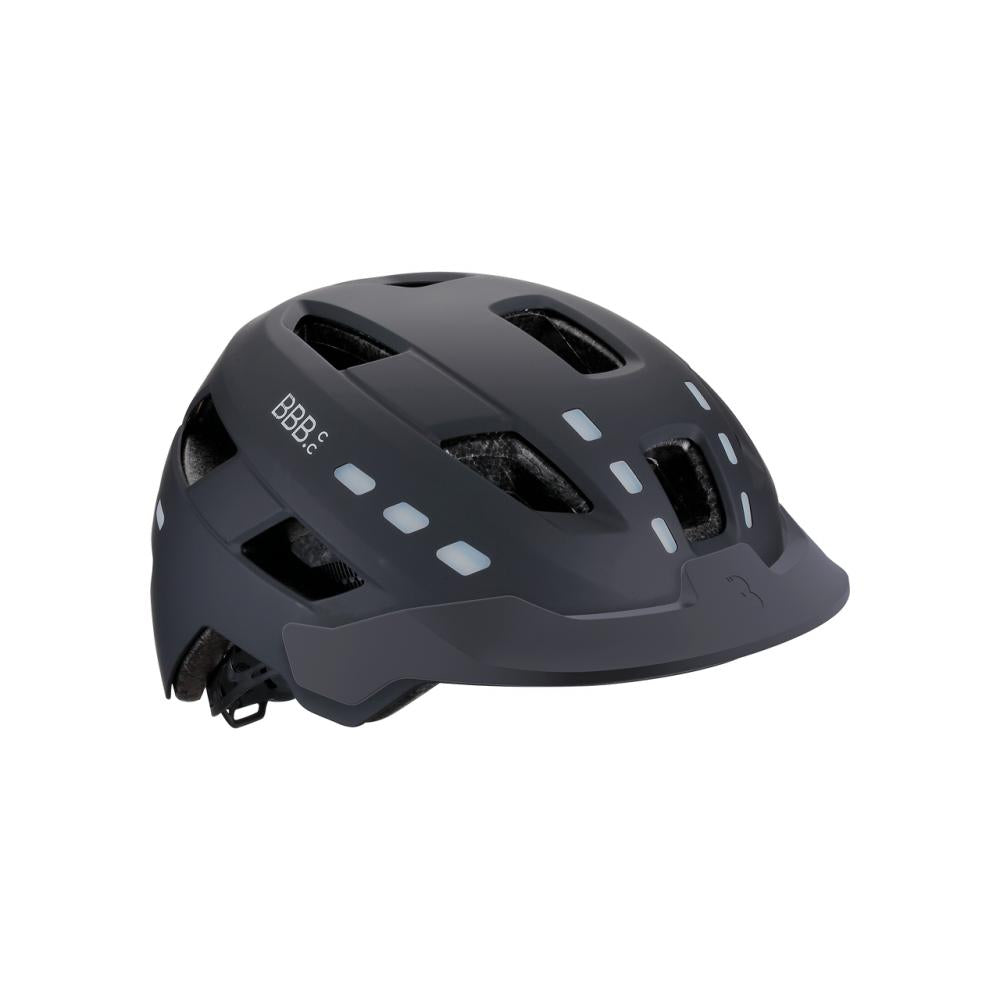BBB Cycling BBB Helme District Led ML 54-60 matt schwarz - sicherer City-Fahrradhelm mit LED