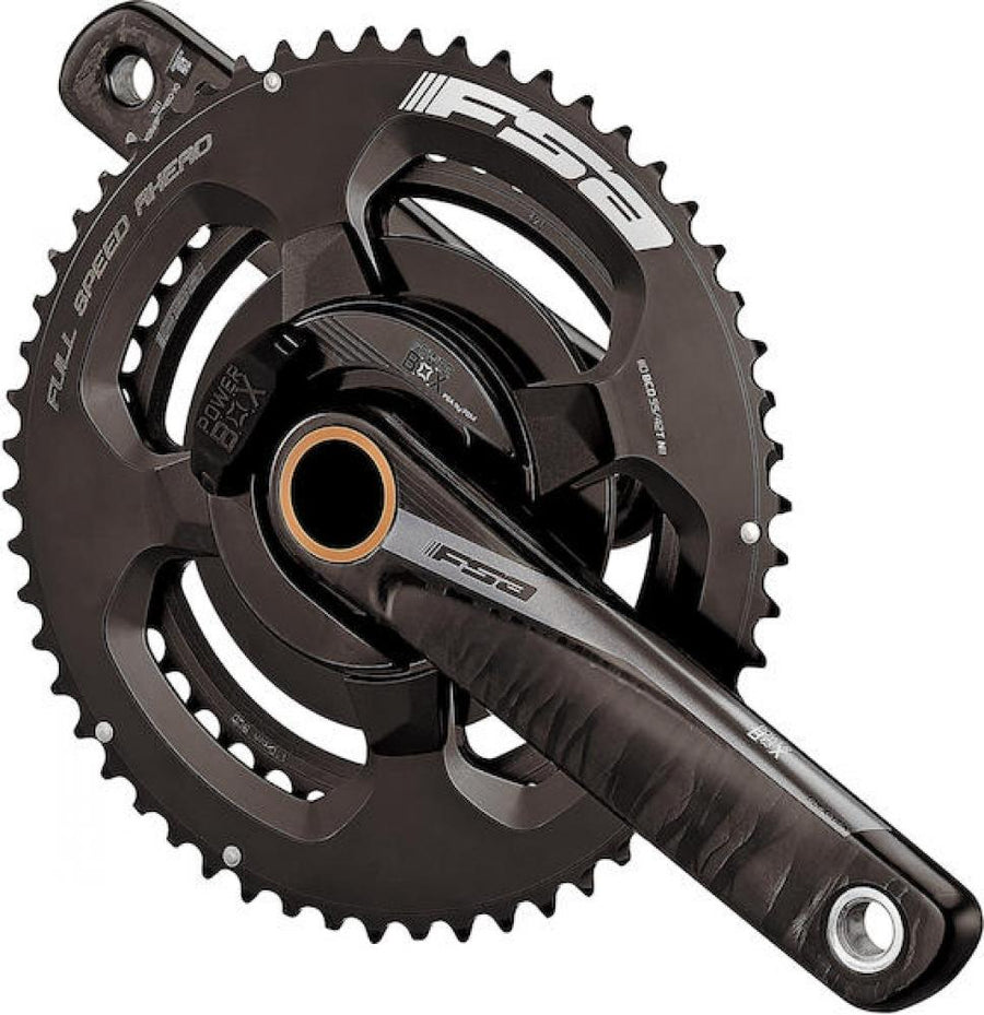 FSA Leistungsmesskurbel Powerbox Road Carbon 2x 180 mm Schwarz - präzise Wattmessung für Rennräder