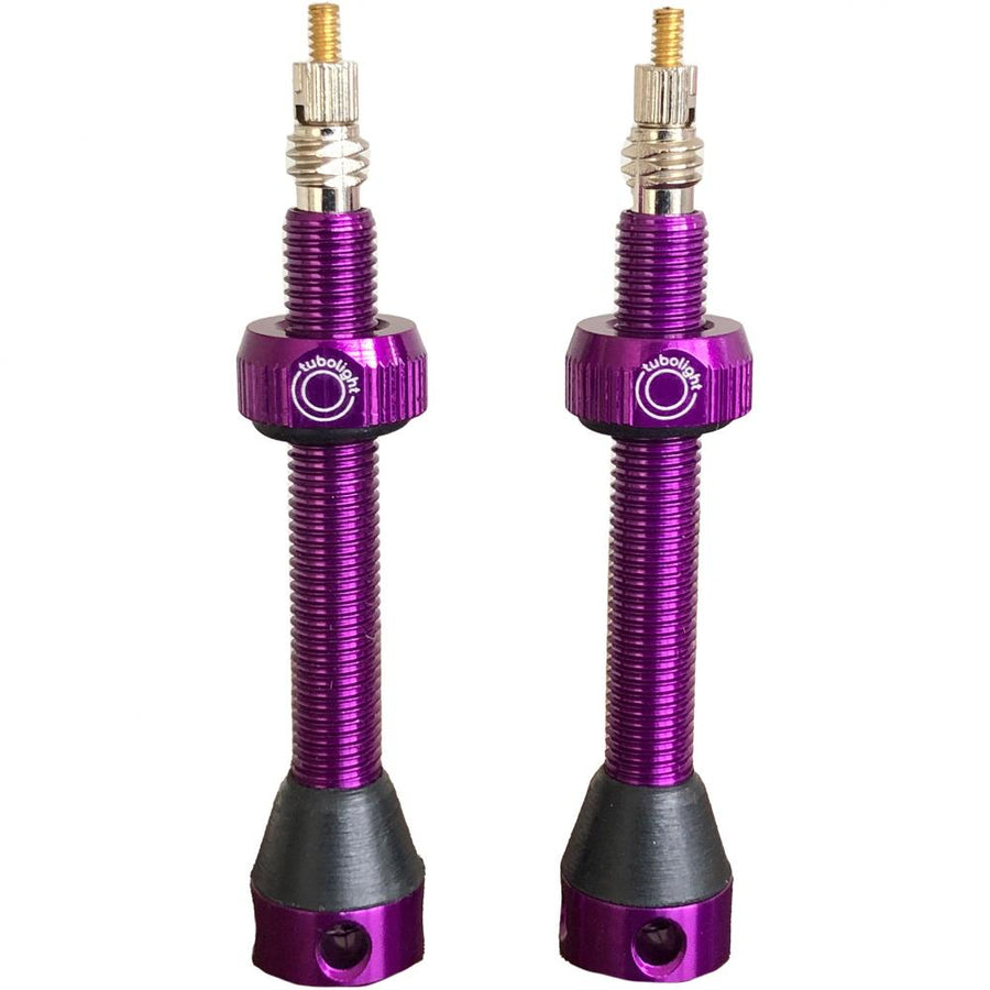 Tubolight Tubeless-Ventile Aluminium lila 50 mm - zuverlässiger Luftfluss für Tubeless-Setups