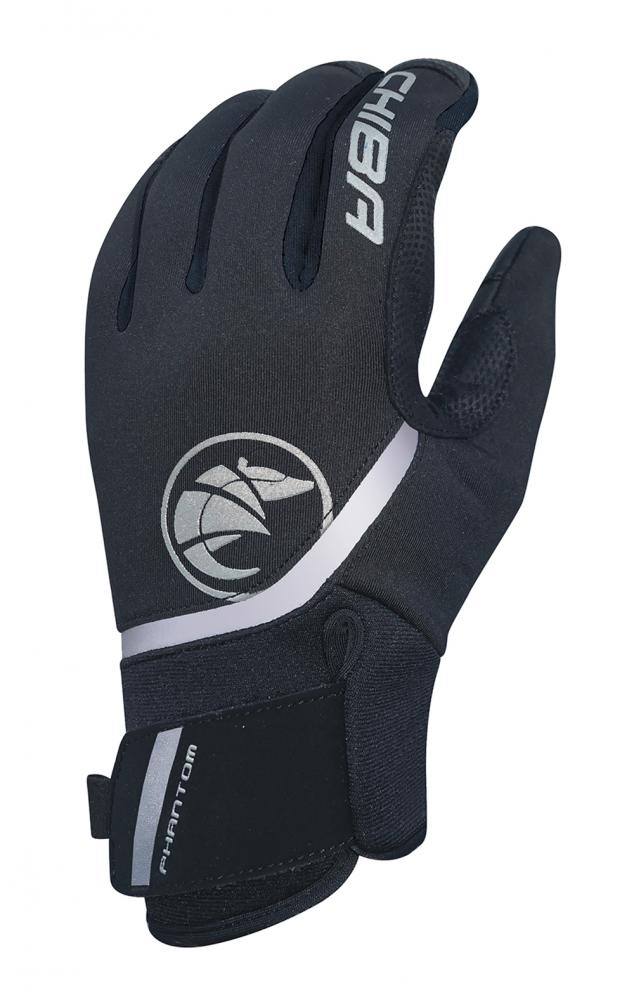 CHIBA Phantom - Radhandschuhe L schwarz/schwarz, Softshell, winddicht, Touchfinger