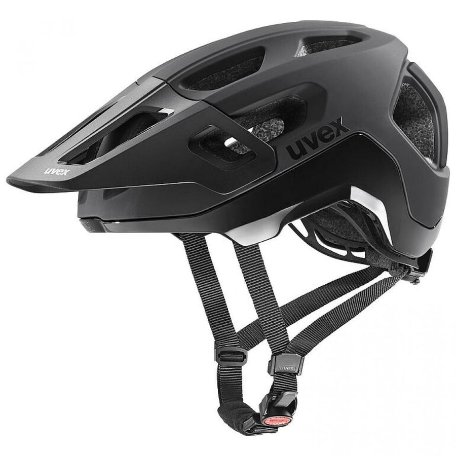 Uvex React MTB-Helm in mattem Schwarz, Größe 56-59cm, mit 3D IAS 3.0 und Monomatic Verschluss.