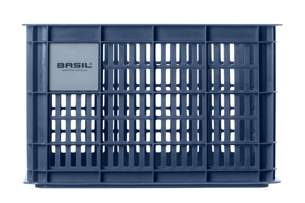 Basil Transportkorb Crate M Bluestone 29 Liter. Robuster, stapelbarer Kunststoff-Fahrradkorb, wetterfest, MIK-kompatibel.