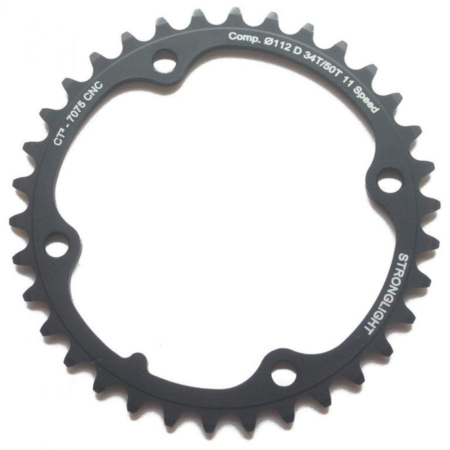 Stronglight Kettenblatt 7075 schwarz 36Z 11-fach 112 BCD für Campagnolo Kurbeln.