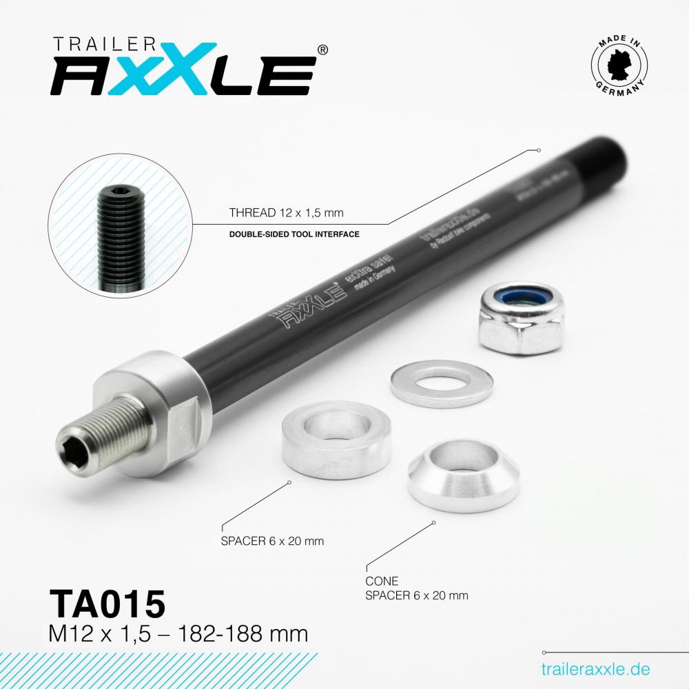 RADOXX Trailer AxXle TA015 Steckachse M12x1,5 182-188mm - TÜV-geprüft, Made in Germany