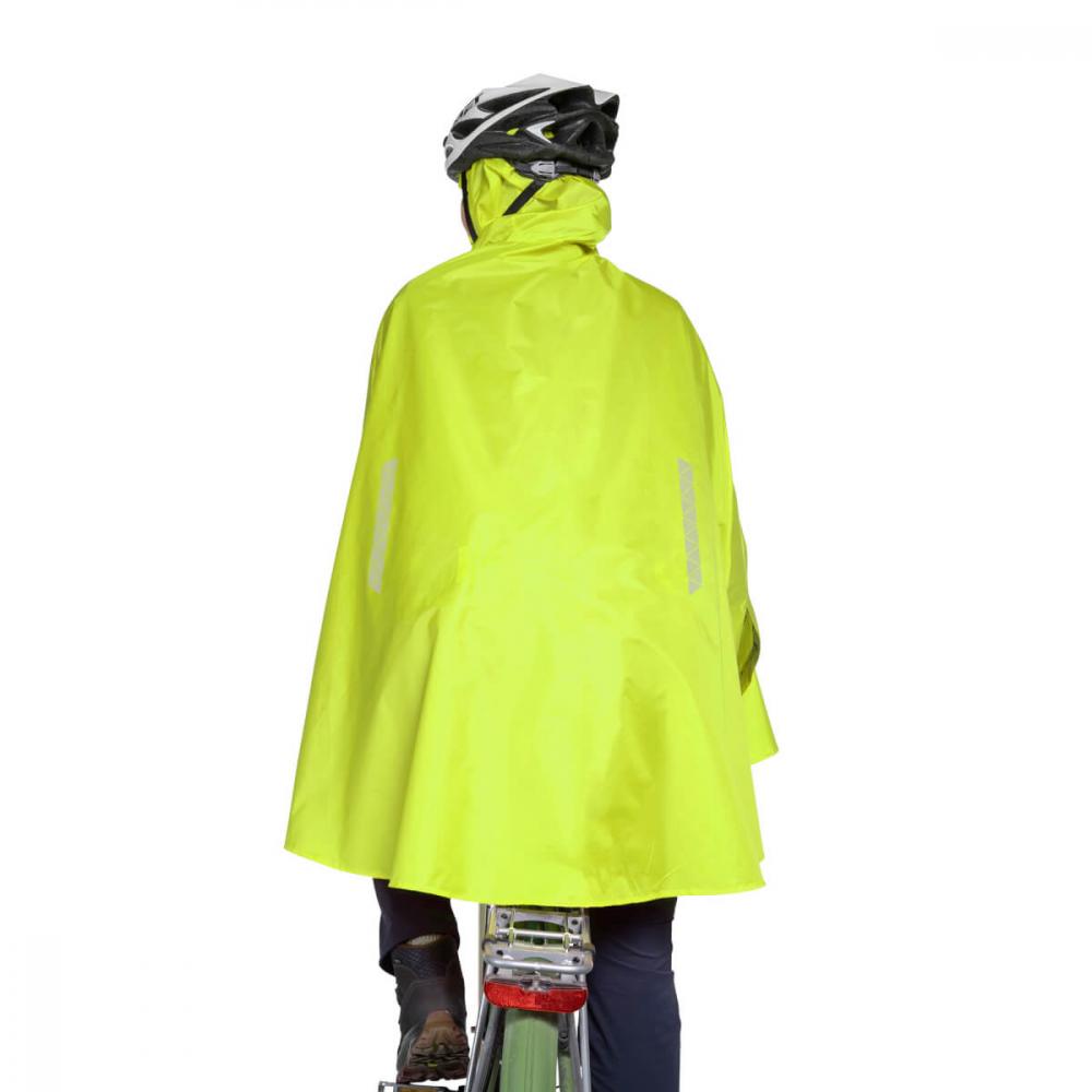 TATONKA Bike Poncho safety yellow Größe M - wasserdichter Fahrrad-Poncho aus recyceltem Polyester mit Sichtfenster, Reflektoren und Packbeutel