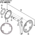 SHIMANO Kettenblatt DEORE FC-M531/532/533/542 36 Zähne - präziser Antrieb für MTB-Schaltungen