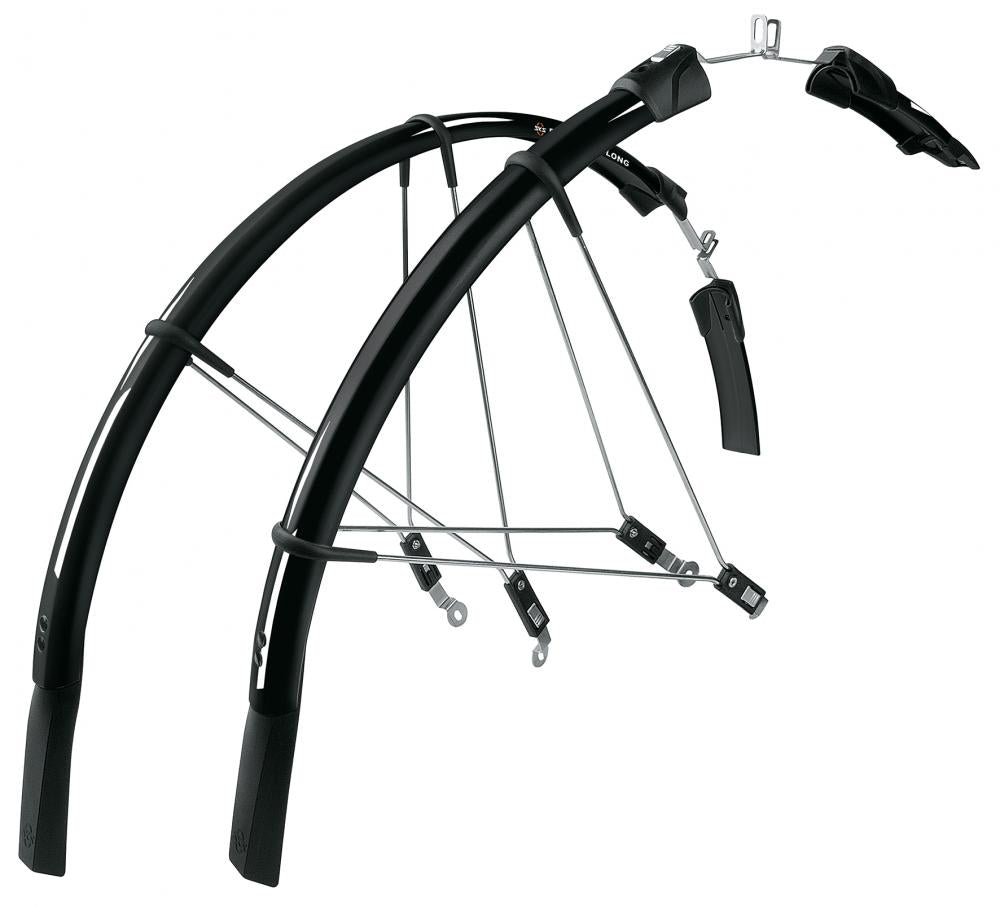 SKS Raceblade Long Schutzblechset - 28 Zoll - für Reifenbreite 20-25 mm - schlagfestes Hochleistungskunststoff - extra langer Spoiler - Quick-Release-Befestigung - ideal für Rennräder