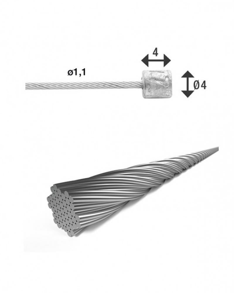 XLC Schaltinnenzug Ø1,1 mit Ø4x4mm Nippel und Drahtseil-Struktur für Fahrräder.
