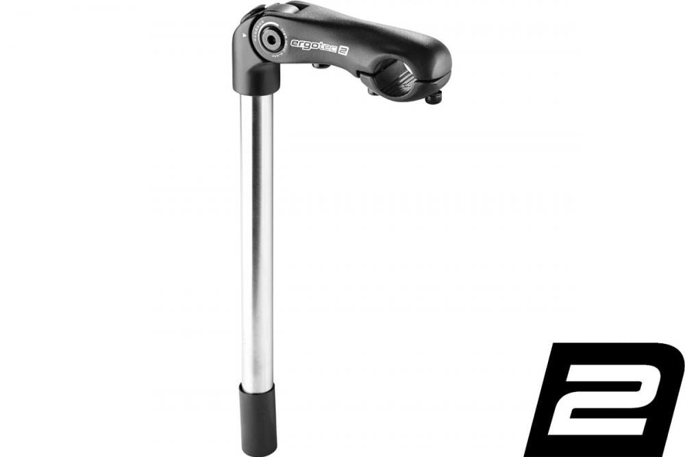 Ergotec Kobra Vario Tube verstellbarer schwarzer Aluminium-Schaftvorbau, 300mm Schaft, 110mm Ausladung, 25.4mm Klemmung