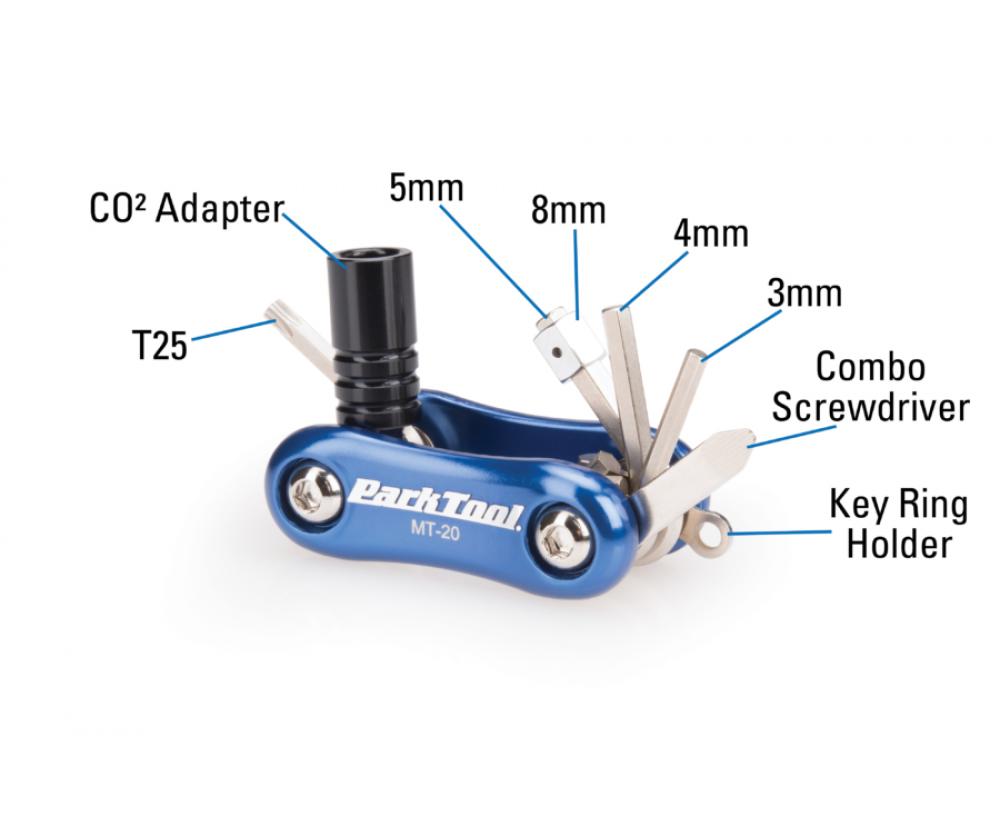 Park Tool MT-20 Tri Multitool mit CO2-Kartuschenadapter