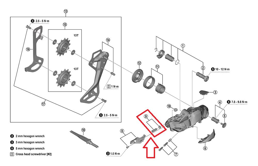 SHIMANO Einstellschraube für RD-M9250 mit Platte