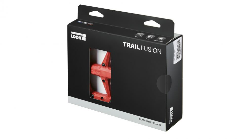 Look Trail Fusion Plattformpedale rot, Composite-Pedalkörper & Chromoly-Achse, 107×105 mm, 8 austauschbare Pins pro Seite,1 Paar
