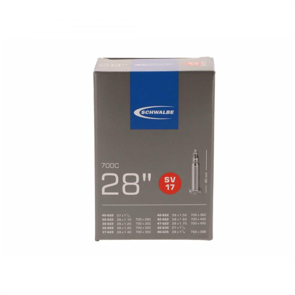 Schwalbe Fahrradschlauch SV17 28 Zoll / 700C mit 40mm Presta Ventil, passend für 1.10-1.75 Reifenbreite.