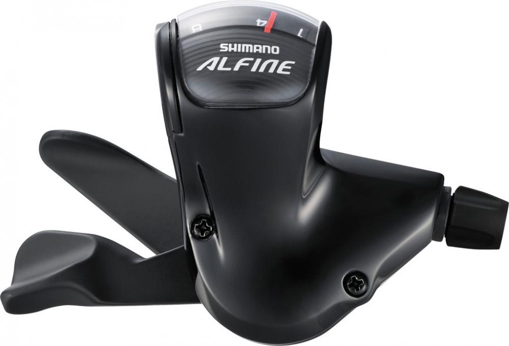 Shimano Alfine SLS503 8-fach Rapidfire Schalthebel schwarz, präzise Nabenschaltungssteuerung.
