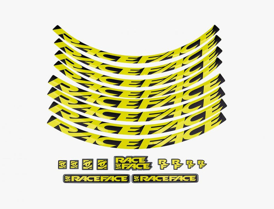 Race Face Laufrad Decal Set, medium, neon gelb - stylisches Upgrade für dein Laufrad