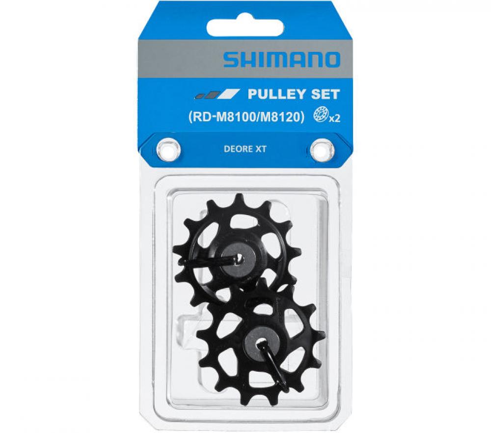 Shimano Deore XT Schaltrollensatz RD-M8100/M8120 in transparenter Verpackung.