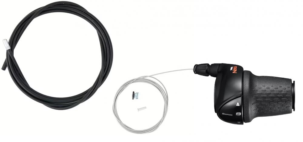 SHIMANO Drehgriffschalter NEXUS SL-C6001 8-fach Schwarz mit Schaltzugset für City- und Trekkingräder.