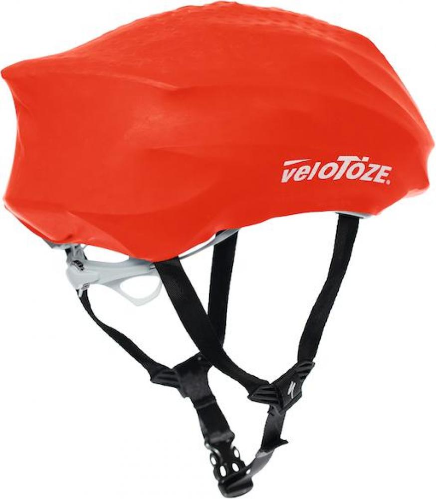 VeloToze Helmüberzug schwarz/rot/gelb onesize rot - wetterfester Schutz und Aerodynamik