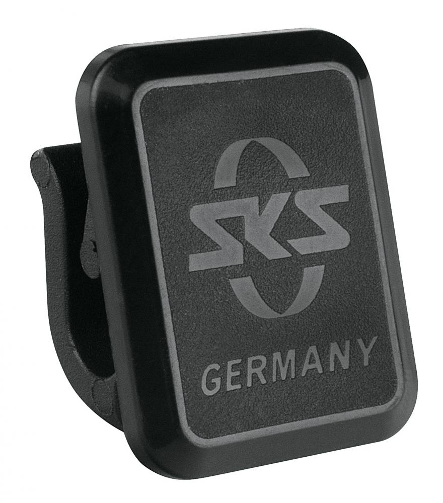 SKS USC-Clip eckig mit SKS Logo, schwarz, Kunststoff, Gummi, Unterlaufstrebenclip für Velo 55 Schutzbleche, Ersatzteil für sichere Befestigung und Halt