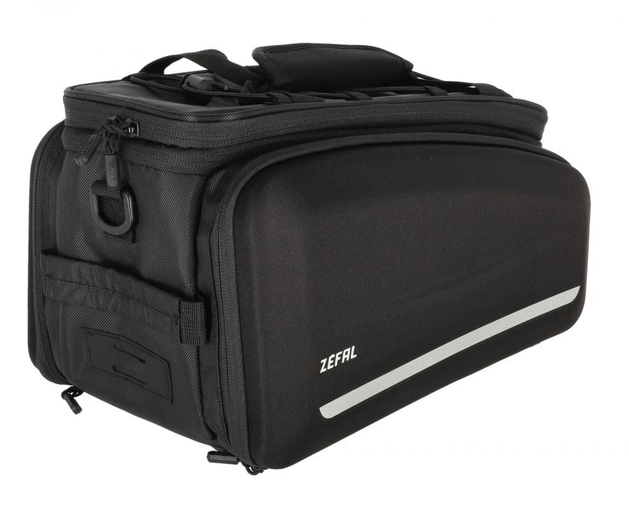 Zefal Z Traveler 80 Gepäckträgertasche, schwarz, erweiterbar 8-32L, mit Seitentaschen und Velcro-Befestigung.