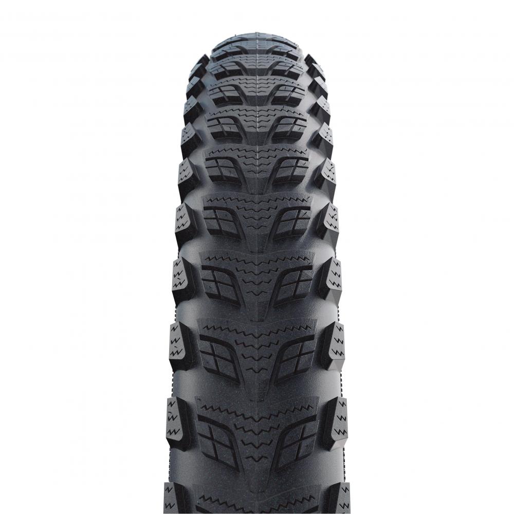 Schwalbe Marathon 365 Ganzjahres-Drahtreifen mit GreenGuard Pannenschutz, Nahaufnahme des Profils.