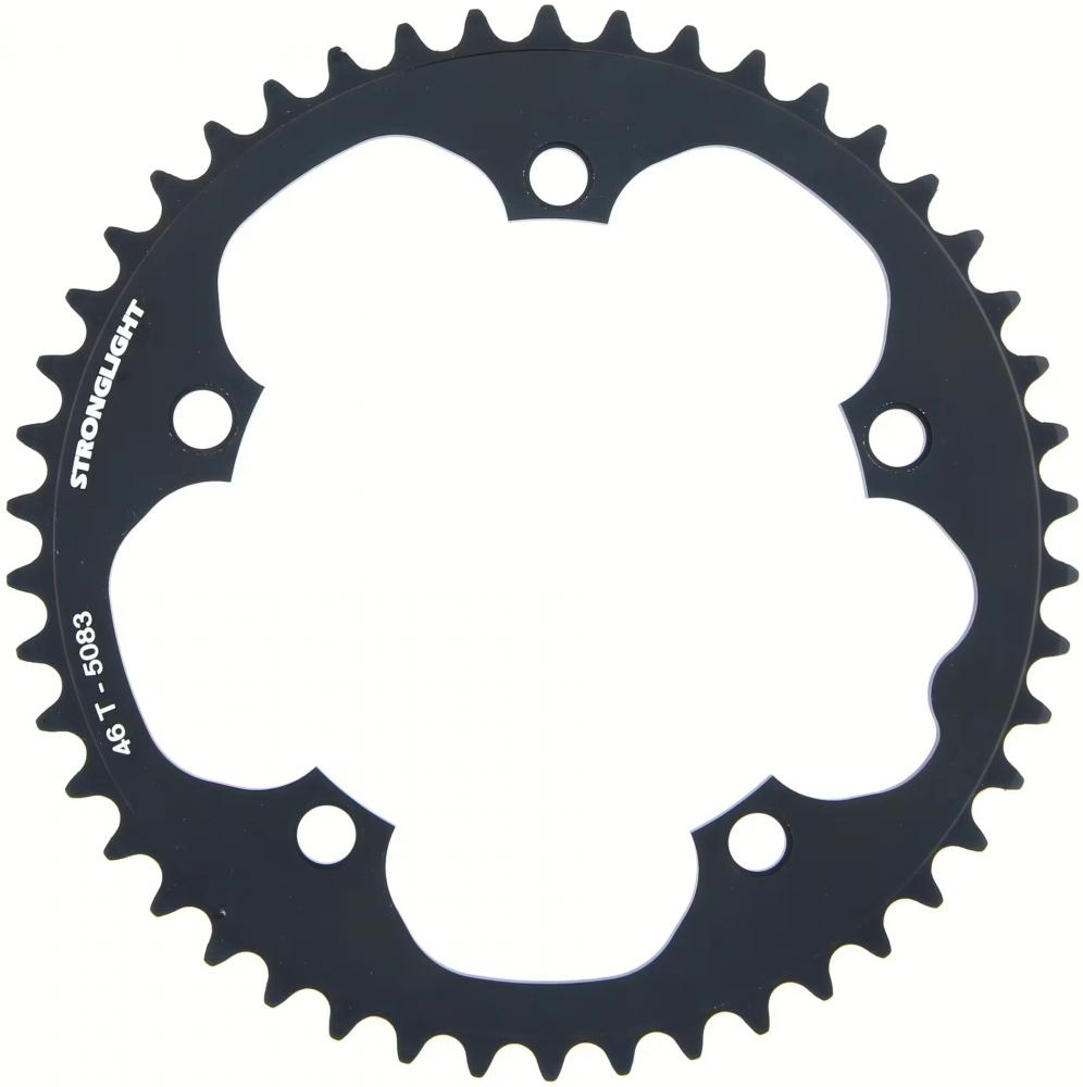 Stronglight Rennrad-Kettenblatt LK 130 Millimeter 46 Zähne 5-Arm Aluminium 9-10-fach schwarz silber