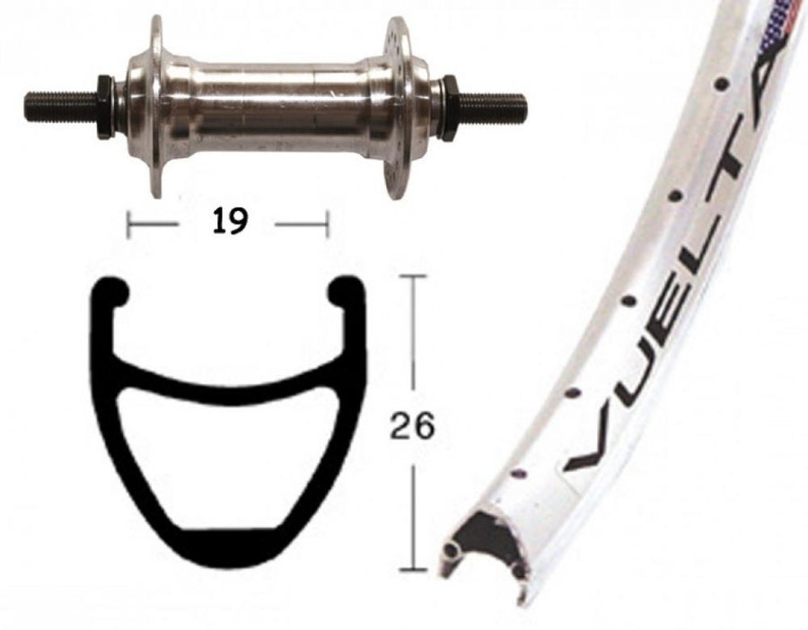 Bike-Parts Laufrad Vorderrad 26x1.90 Zoll Alunabe silber Festachse 36-Loch Rodi Airline 1 silber Nirosta-Speichen