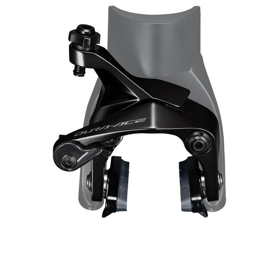 SHIMANO DURA-ACE BR-R9210 VR Felgenbremse Rennrad schwarz an Gabel montiert.