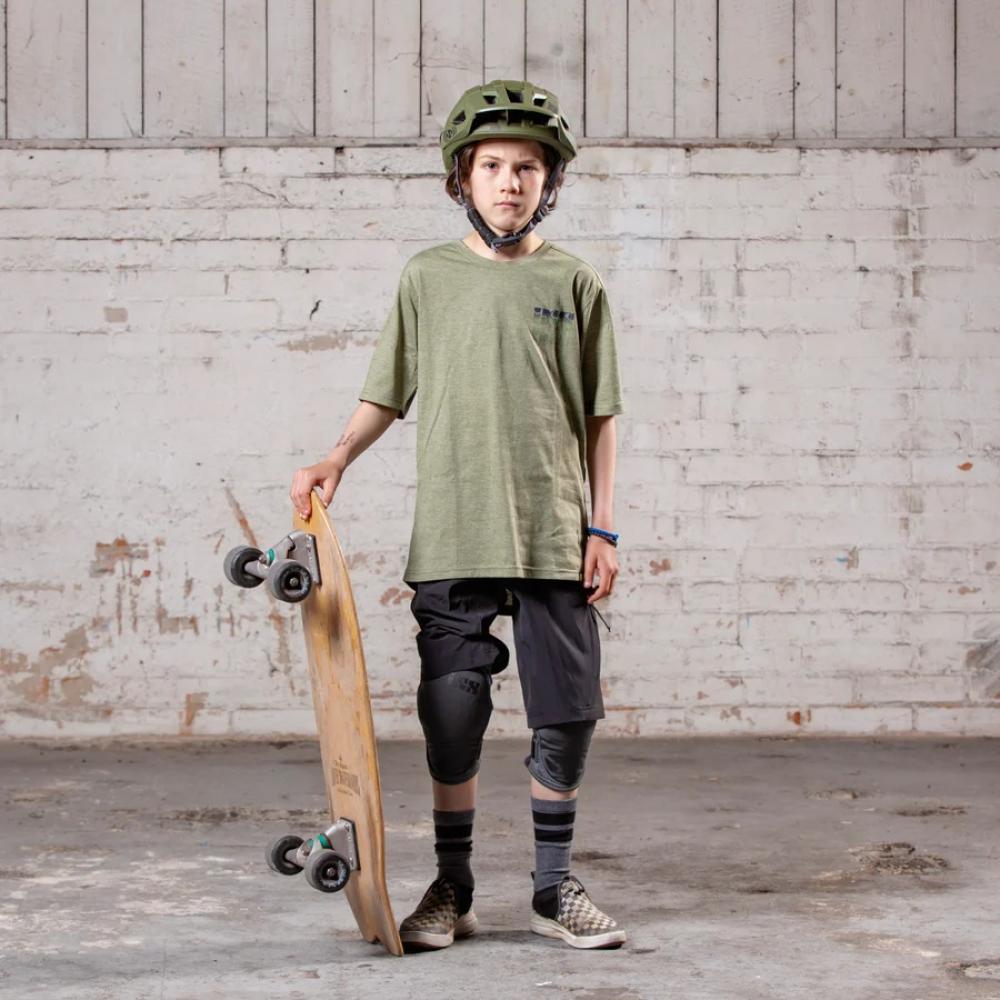 IXS Sports Division iXS Flow Kids Mirror Tech Tee KM olive - funktionelles Kinder-Bikeshirt