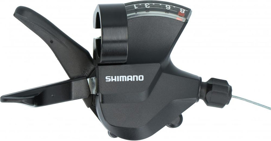 SHIMANO Schalthebel ALTUS SL-M315 8-fach Rechts Schelle für MTB Antrieb, schwarz mit Ganganzeige.
