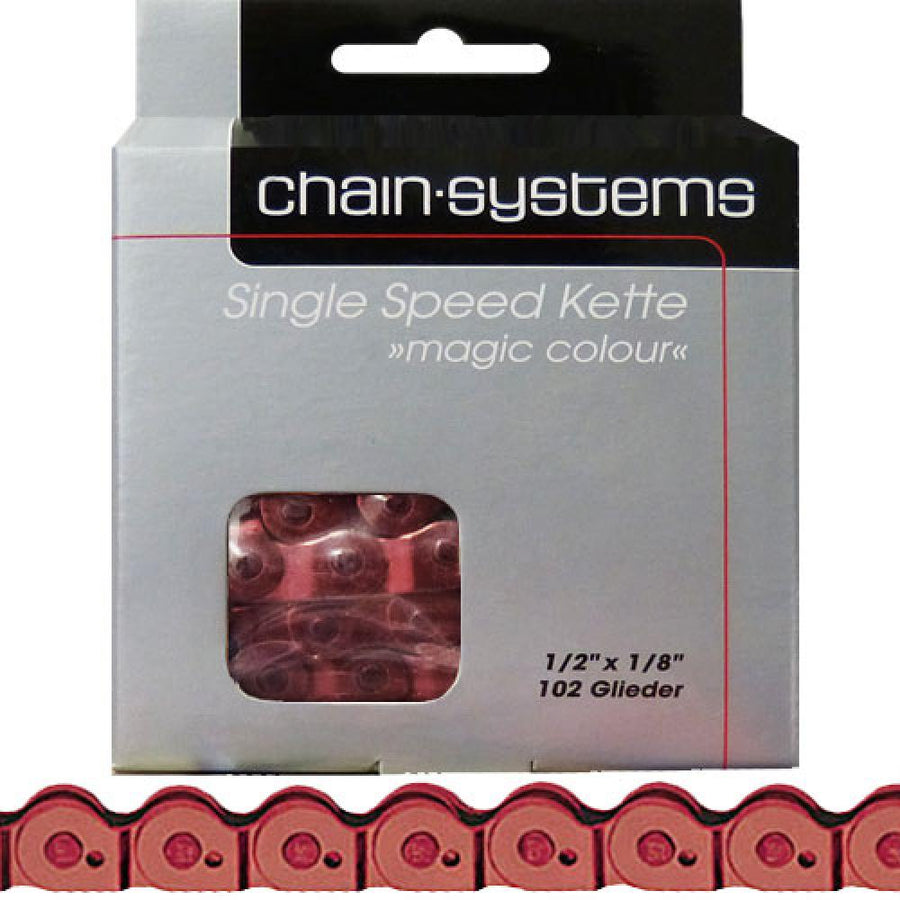 Point Kette Magic Colour rot für Single Speed 1/2x1/8Zoll 102 Glieder 6,6mm BMX Trial