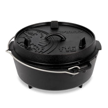 Petromax Feuertopf ft6 Dutch Oven 5,5 l Gusseisen, Deckel als Pfanne nutzbar, Thermometerdurchführung, für 48 Personen, ideal für Lagerfeuer & Grill
