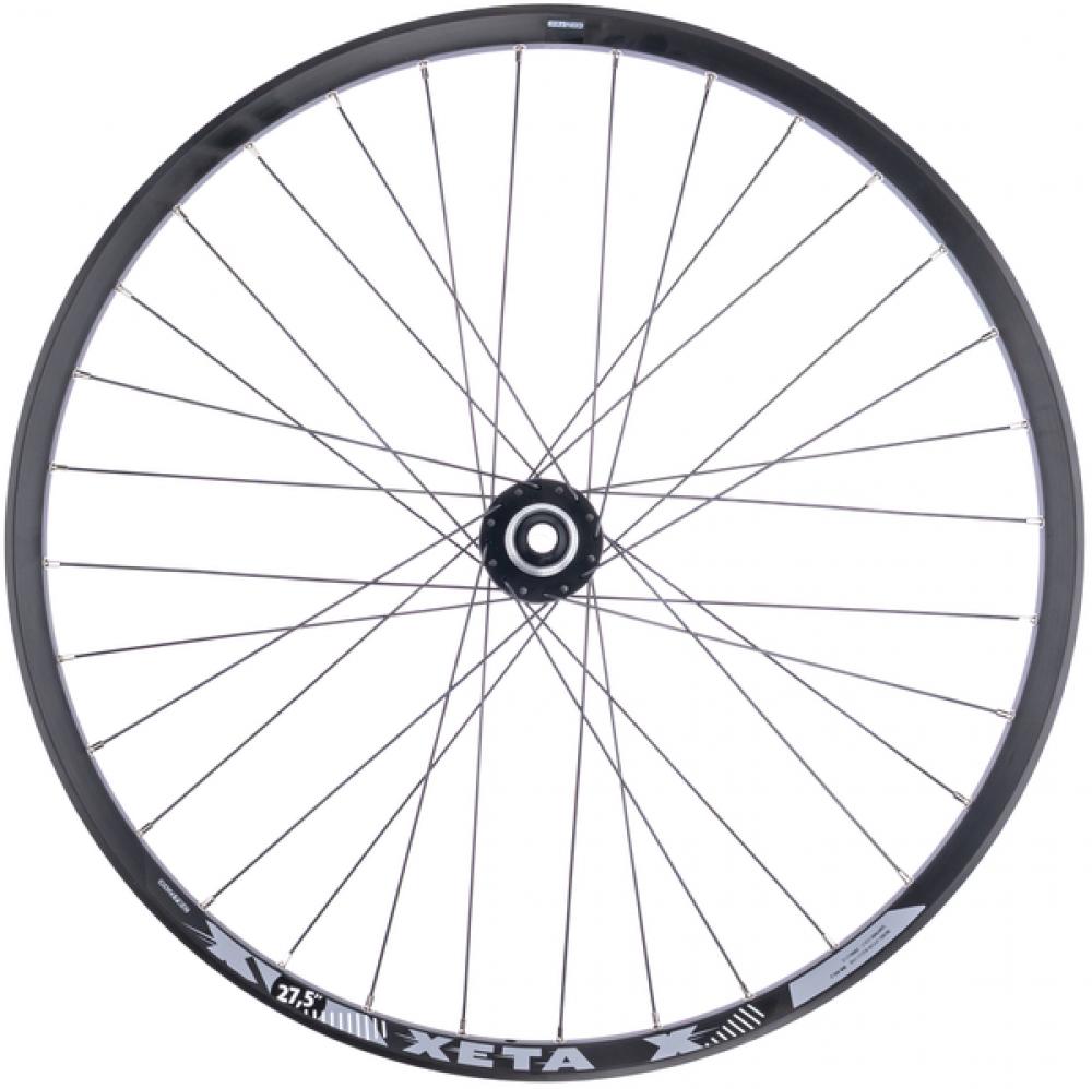 CONTEC Vorderrad "XETA + CORE CL"nFelge: CONTEC Hohlkammer "Xeta", 27,5", 30-584, Höhe: 18,15 mm, 32 Loch, SV Ventil, für Scheibenbremse, einfach geöst, Tubeless ready, max. Systemgewicht 150 kg, geeignet für E-Bikes, schwarz (0.349.816/1)nNabe: CONTEC Vo