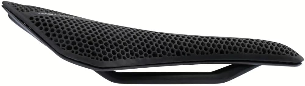 FIZIK Vento Argo 00 Adaptive Short-Nose Rennrad-Sattel, schwarz, mit 3D-gedruckter Polsterung und Carbonstreben.