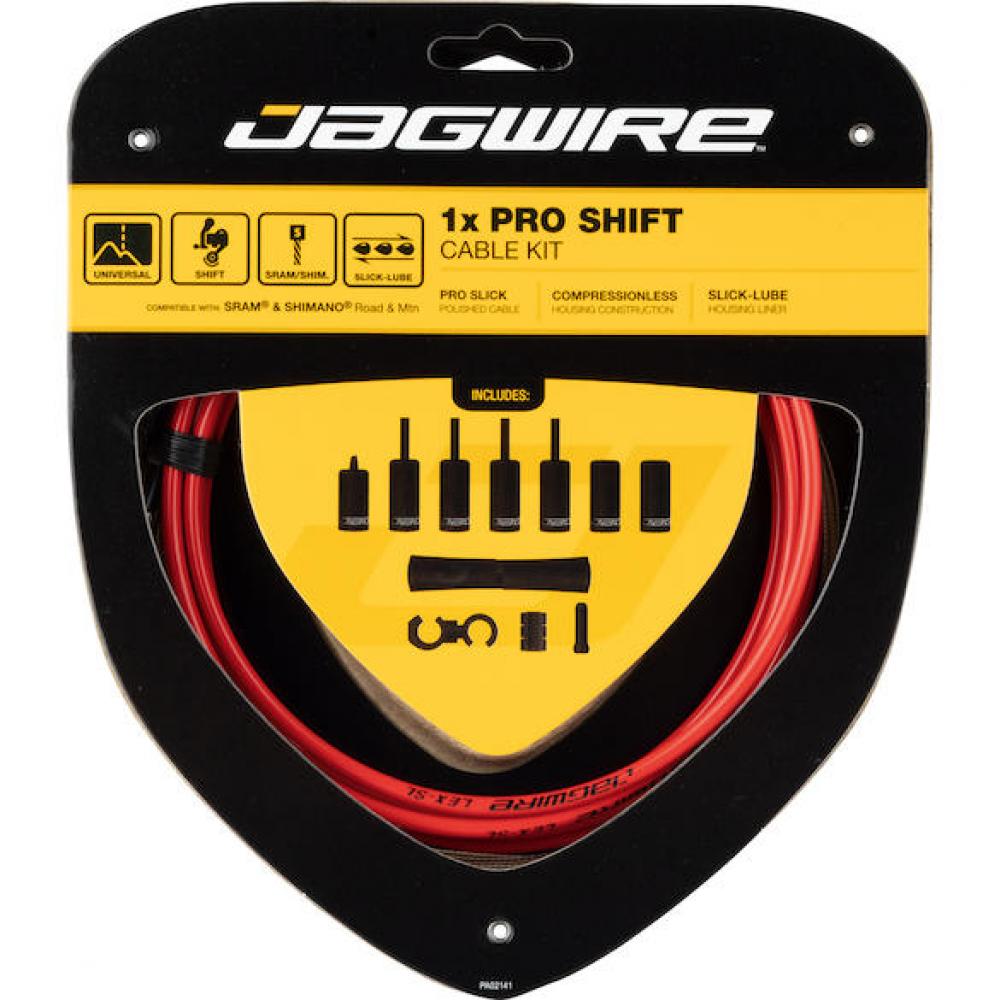 Jagwire Schaltzugset Pro Shift 1x Rot - Präzise Performance mit Slick-Lube Technologie