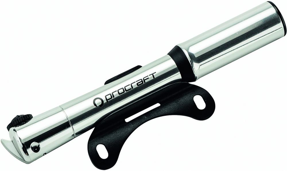 Procraft Minipumpe Teleskop 18 cm Silber - kompakte Fahrradpumpe für hohen Druck