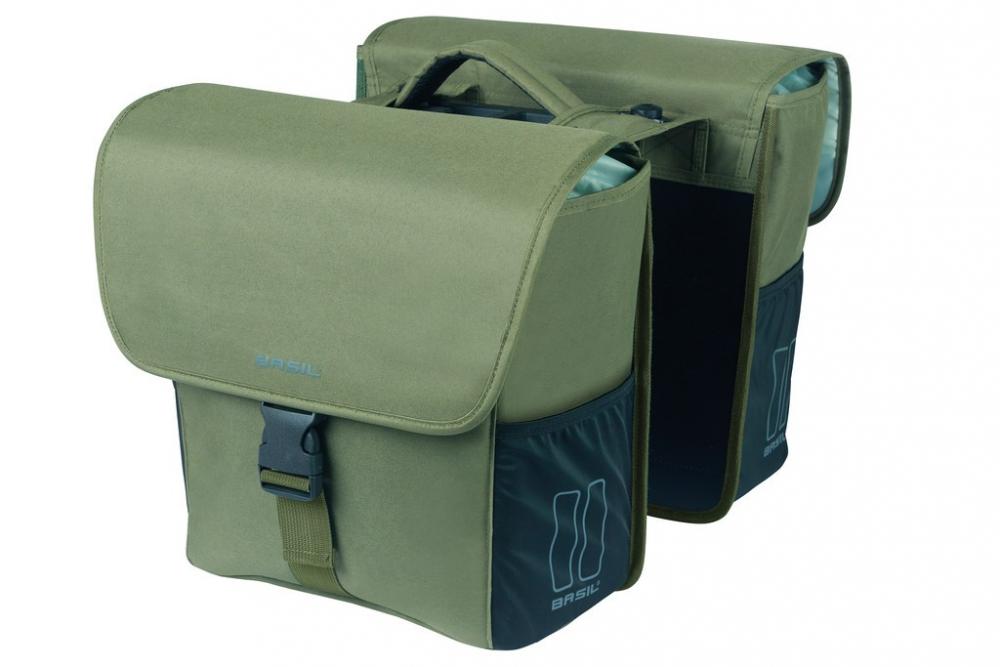 Go Mik Doppelpacktasche - 32 Liter Gepäckträgertasche, 14x27x31 Cm, Dunkelgrün - Inkl. Mik-adapterplatte, Reflektierend