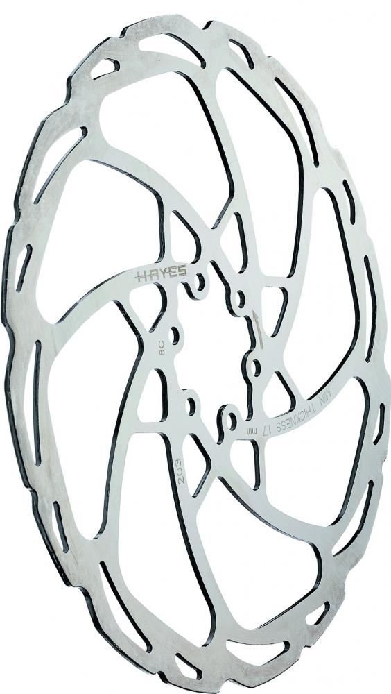 Hayes D-Series Bremsscheibe 203 mm 6-Loch Silber - MRC Geräuschreduktion & QuickBite2