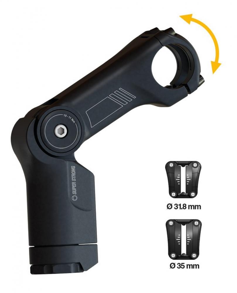 by,schulz Vorbau Alpha Pro SDS Super-Strong 95 mm schwarz - stabiler verstellbarer Fahrradvorbau
