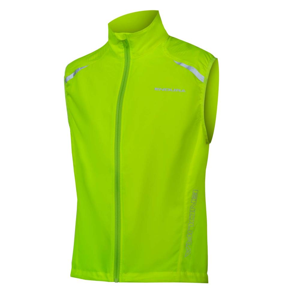 Endura Hummvee Weste L, Neon-Gelb - winddichte Weste mit Netzrücken, PFC-freier DWR-Imprägnierung, verstellbarem Saum & Reflektoren