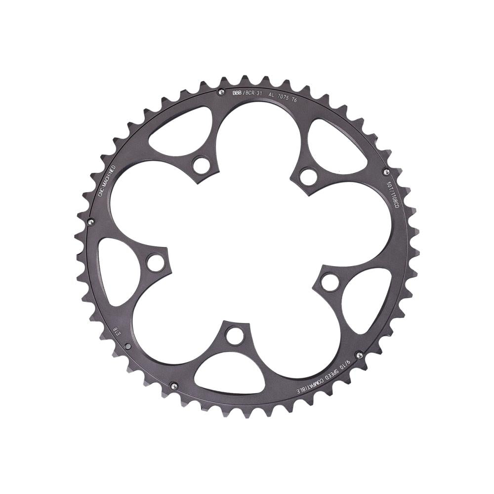 BBB Cycling Kettenblatt CompactGear 52T/110mm anthrazit anthrazit - effiziente Rennrad-Performance