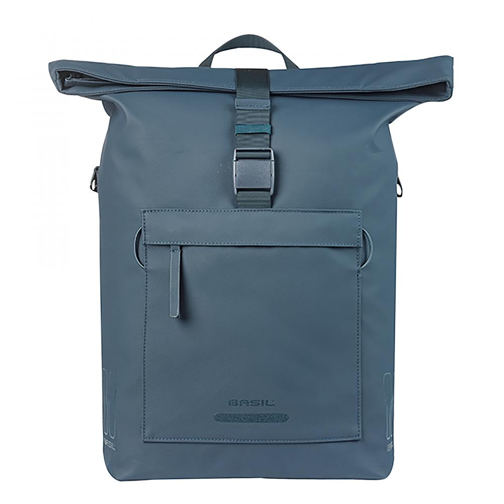 Basil Brooklyn MIK Hooks 17 Liter recycelte PET wasserdichte Schulter-/Fahrradtasche mit 16 Zoll Laptopfach & Helmbefestigung