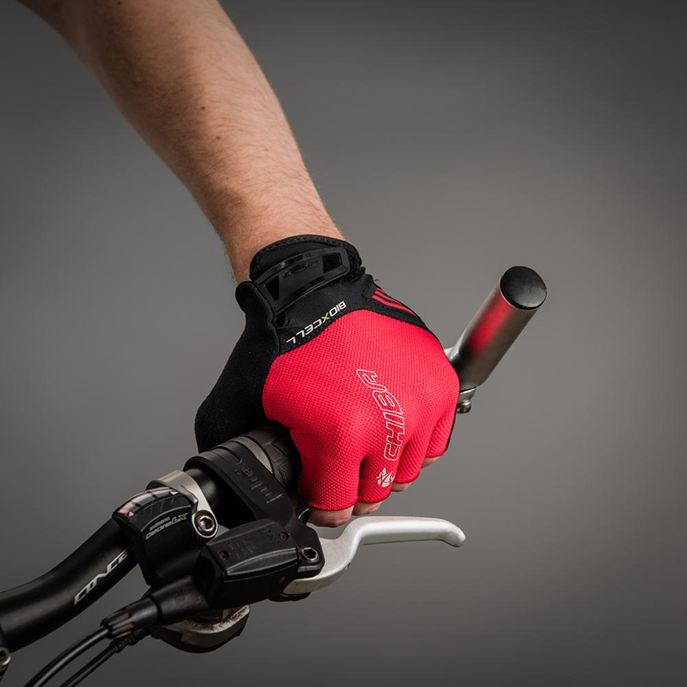 CHIBA BioXCell Air - Radhandschuhe kurz, rot, Größe M, atmungsaktiv mit Gelpolster